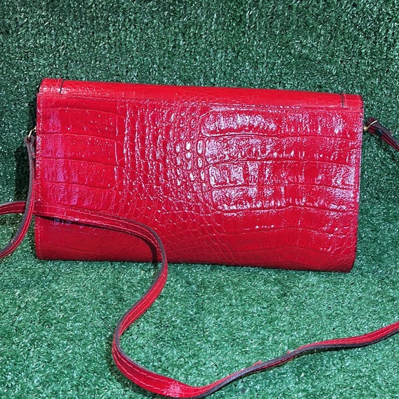 CUIR VERITABLE | Red Snakeskin Leather Bag/Clutch Made in Italy - Picture 4 of 8